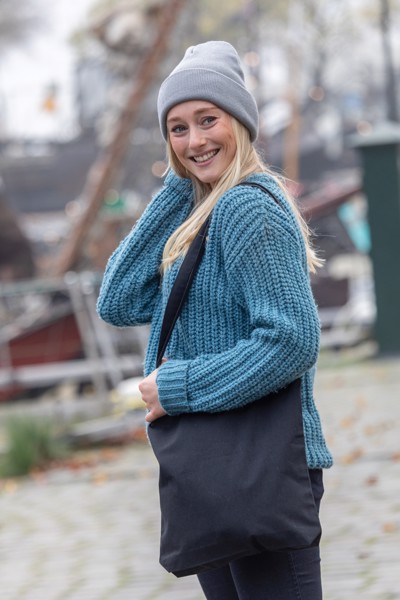 Sac shopping type Tote bag Impact en coton recyclé AWARE™ - Bleu Marine