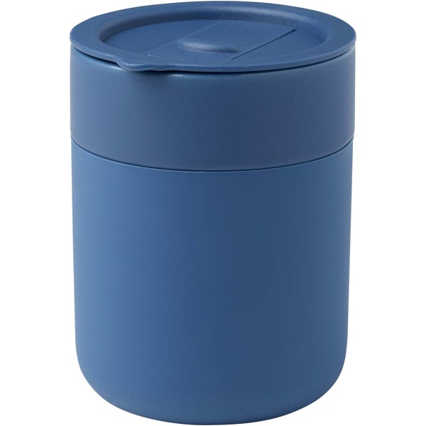 Gobelet en céramique Java de 330 ml avec revêtement en silicone et couvercle en plastique - Bleu