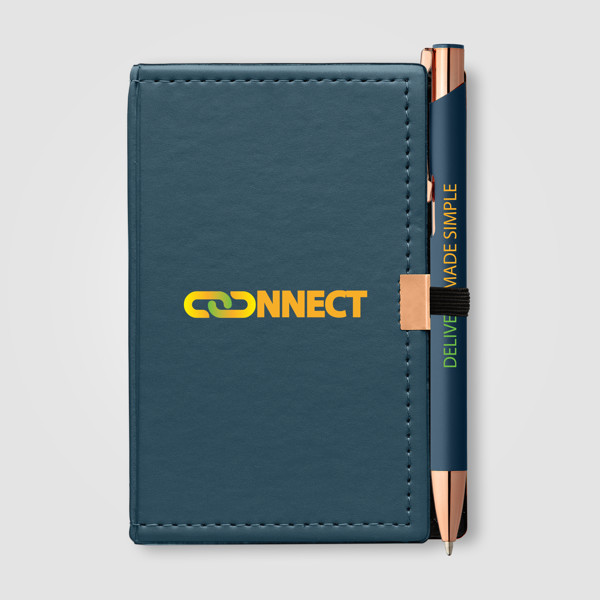 Coffret Bloc-notes et stylo Crosby en Rose Gold - Bleu marine / Jet d’encre 4 couleurs