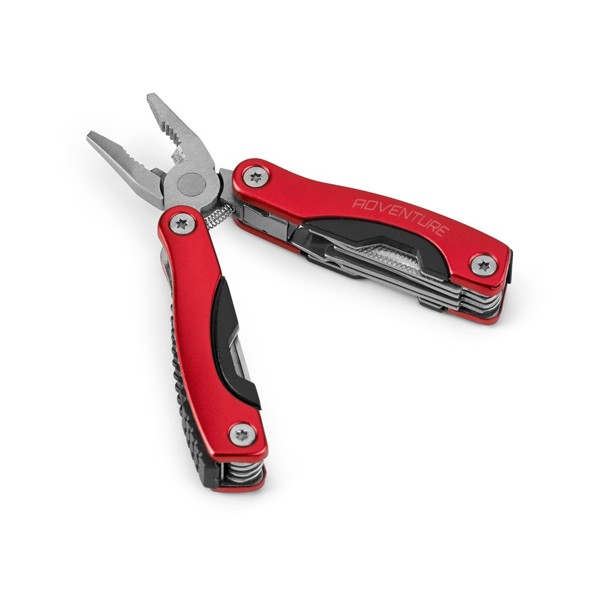 DUNITO. Folding mini multi-function pliers made of stainless steel and aluminum - Red