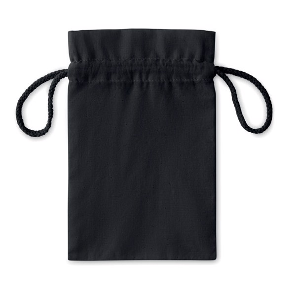 Small Cotton draw cord bag Taske Small - Black