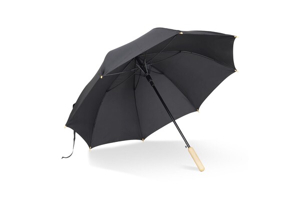 Stick umbrella 25” R-PET straight handle auto open - Black