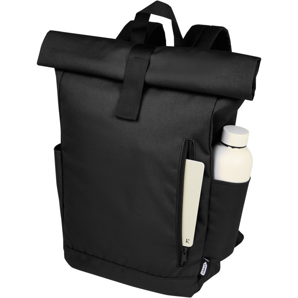 Sac à dos Byron de 18 L en RPET GRS 15,6" avec dessus enroulable - Noir