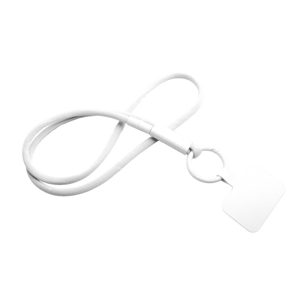 Lanyard con supporto per telefono e tubetto in plastica riciclata Tubyard - Bianco