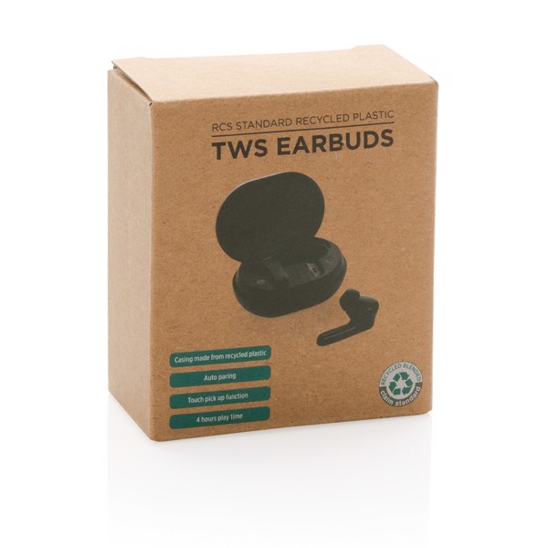 RCS standard recycled plastic TWS earbuds - Black