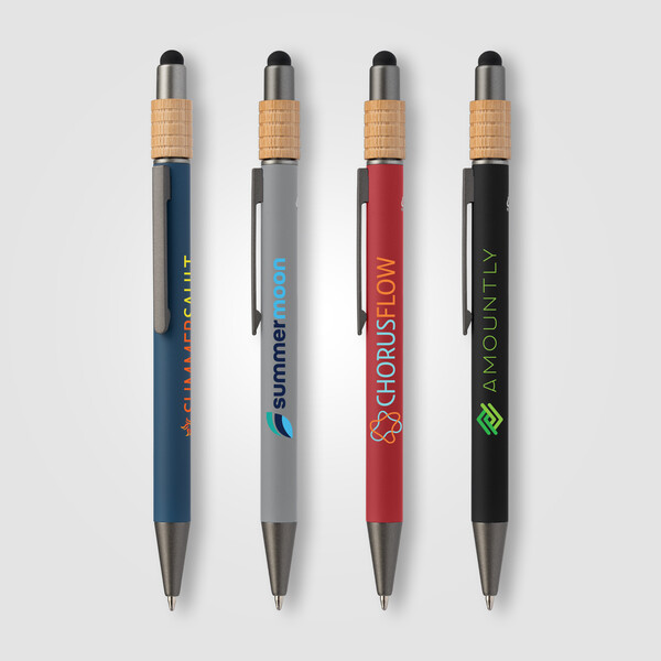 Reborn Spinner Stylo en aluminium recyclé avec stylet - breveté - Assortiment / Jet d’encre 4 couleurs