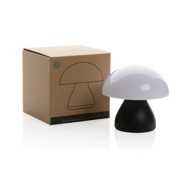 USB stolná lampa Luming z RCS recykl. plastu - Čierna