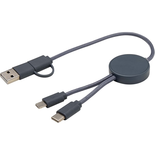 Câble 5 en 1 Citala en plastique recyclé de 30 cm pour la synchronisation des données et la charge rapide de 27 W - Bleu hale