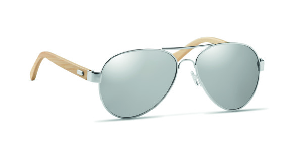 Bamboo sunglasses in pouch Honiara - Shiny Silver