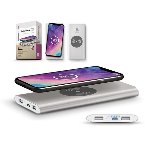 BATTERIE EXTERNE Li-po 8000 mAh ET CHARGEUR PAR INDUCTION
