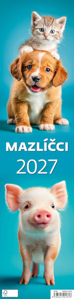 Nástěnný kalendář Mazlíčci vázanka 12 × 48 cm