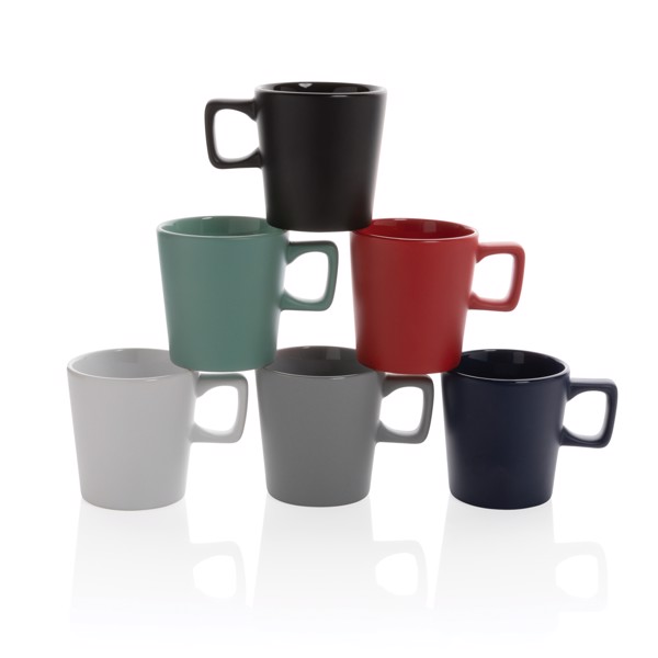 Ceramic modern coffee mug 300ml - White / White
