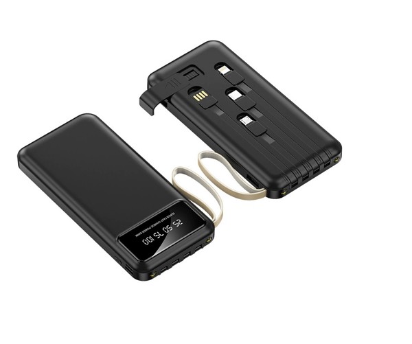 Powerbank 10000mAh with cable and LED display - WHITE