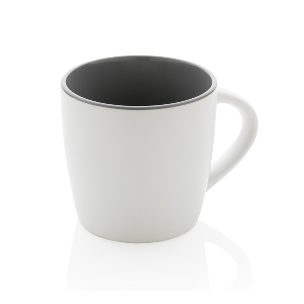 Ceramic mug with coloured inner 300ml - White / Grey