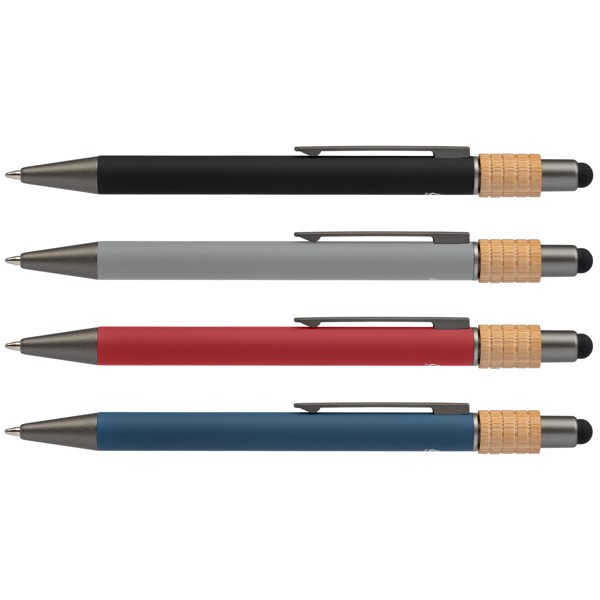Reborn Spinner Stylo en aluminium recyclé avec stylet - breveté - Assortiment / Jet d’encre 4 couleurs
