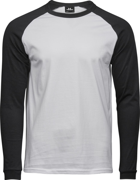 Moška baseball majica z dolgimi rokavi Tee Jays | TJ 5072 - Bela / črna / 3XL