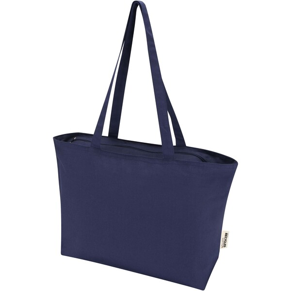Ningbo 320 g/m² zippered cotton tote bag 15L - Navy