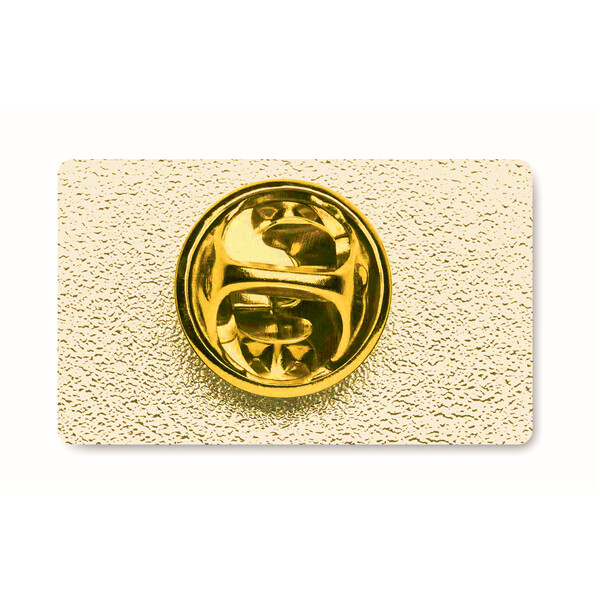 Pins rectangulaire en métal avec doming - Quadri / Imitation or / Polybag individuel