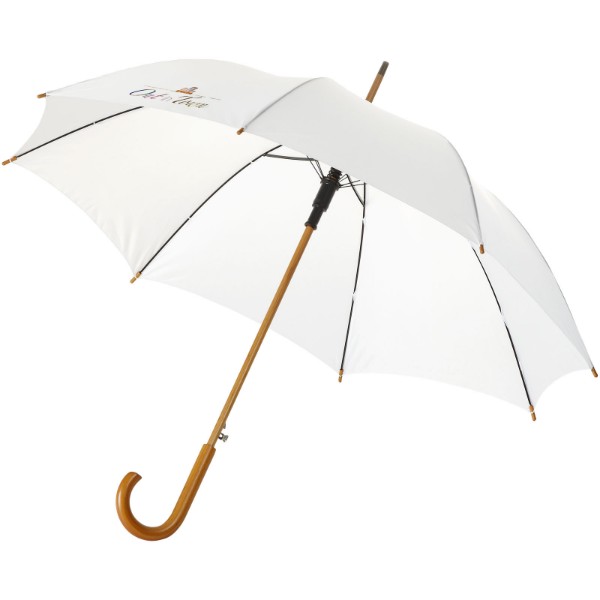 Kyle 23" auto open umbrella wooden shaft and handle - White