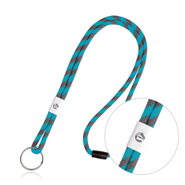 Lanyard Tubular Em Terylene Com Ajuste E Argola - Azul Turquesa / U
