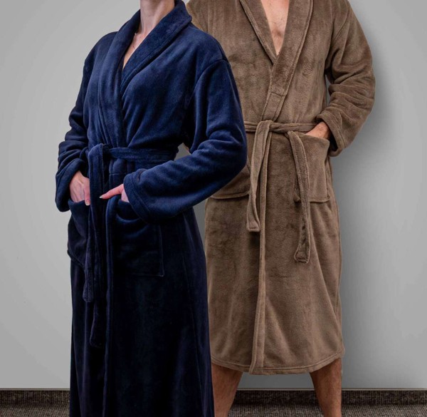Olima Coral Fleece Bathrobe - Stone / XL/2XL