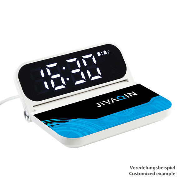 Chargeur sans fil rapide avec réveil BOXBURN - blanc