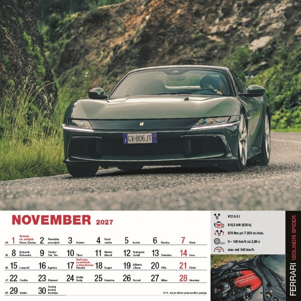 Nástenný Kalendár Sports Cars 2027