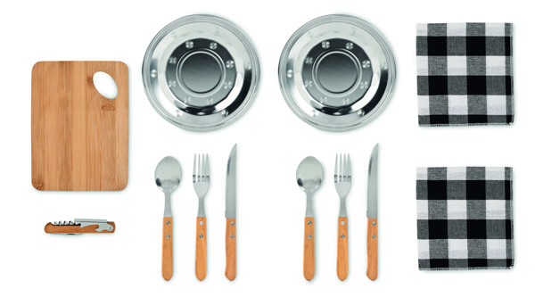 Hudson picnic cutlery set, bamboo, cotton pouch