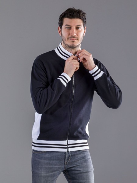Sweat Full Zip Bicolor - Black White / XL
