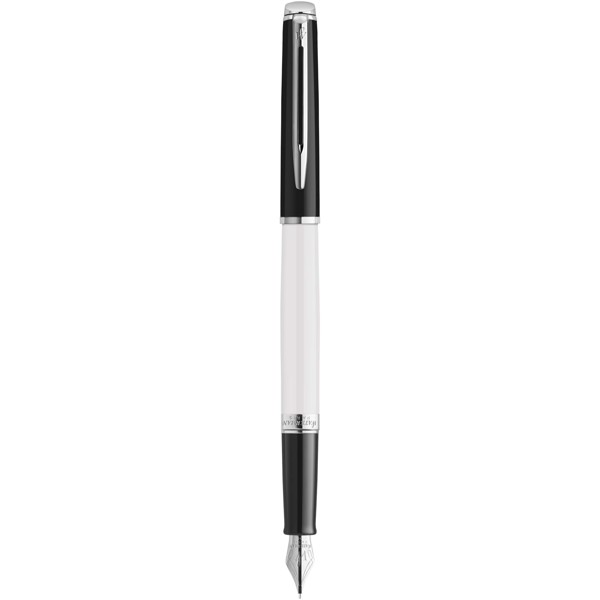 Hemisphere colour blocking fountain pen with palladium trim - White / Solid Black