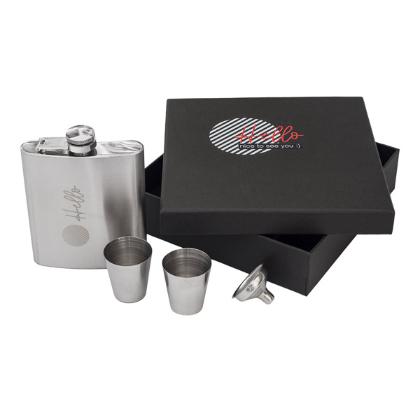 Lucan hip flask set - Silver