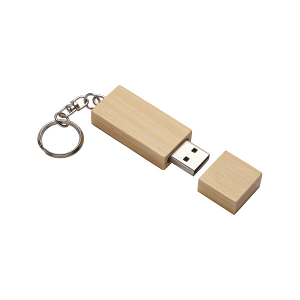 4 Gb Wooden Pen Drive With Metal Key Ring. Upload On Request With Delivery In 2 Weeks