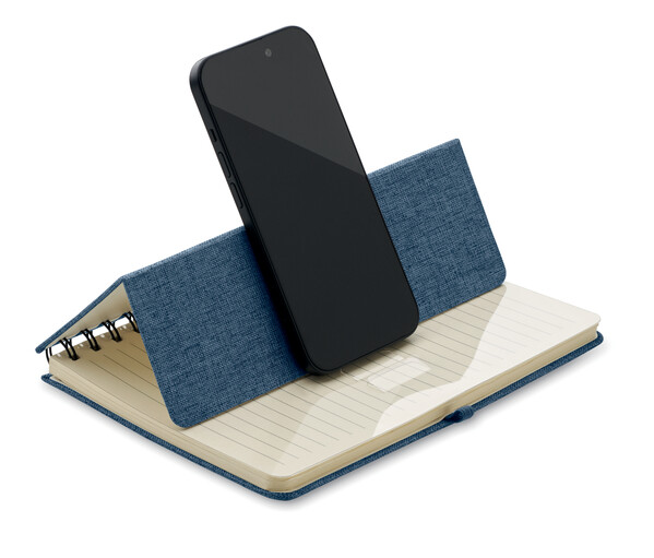Cahier A5 support de téléphone Strata - Bleu
