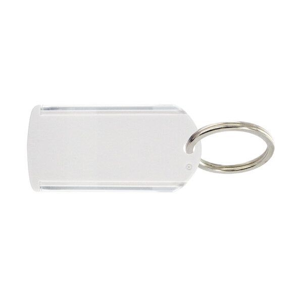 PORTE-CLES PORTE ETIQUETTE (anneau 25 mm) - Blanc