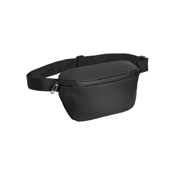 Ανθεκτική στο νερό μαλακή τσάντα μέσης Pu με ρυθμιζόμενη ζώνη. Ανθεκτικό στο νερό φερμουάρ - Black