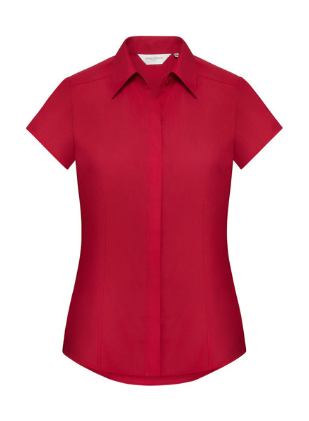 Ladies' Fitted Poplin Shirt - Classic Red / L