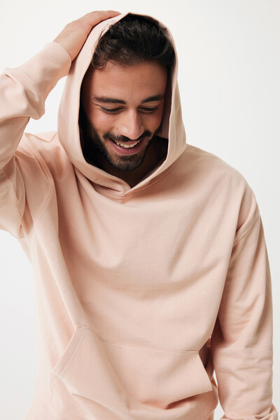 Iqoniq Yoho recycled cotton relaxed hoodie - Peach Nectar / L