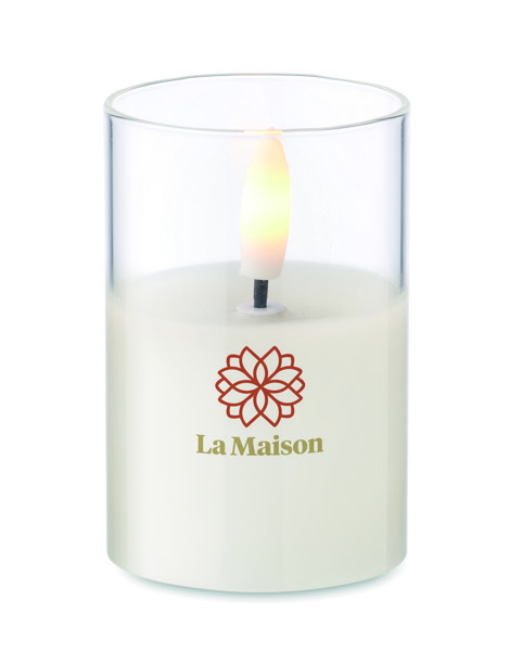 Xandle LED wax candle, glass holder, CR2032