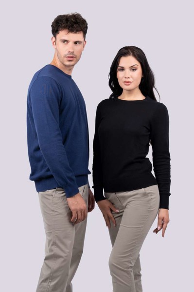 Men’S Crew Neck Fine Gauge Cotton Pullover - Bordeaux / L