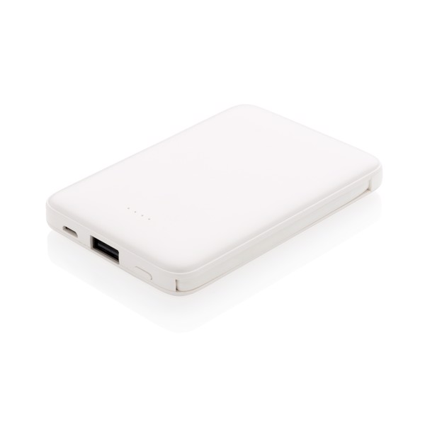 5.000 mAh Pocket Powerbank with integrated cables - White