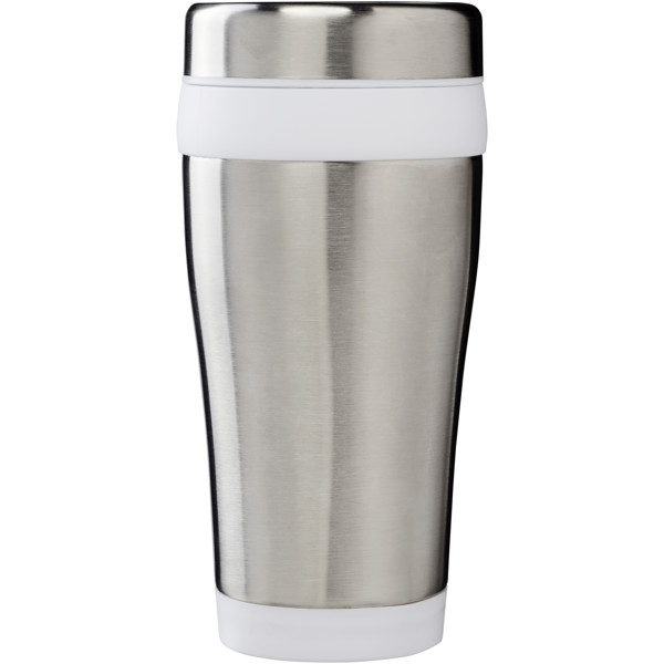 Gobelet avec isolation Elwood de 410 ml en acier inoxydable recyclé certifié RCS - Blanc