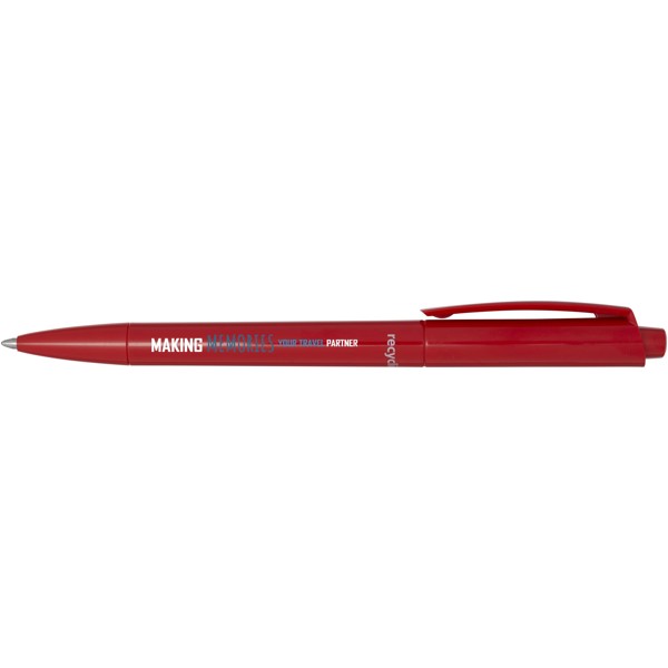 Penna a sfera in plastica riciclata Martha (inchiostro nero) - Rosso
