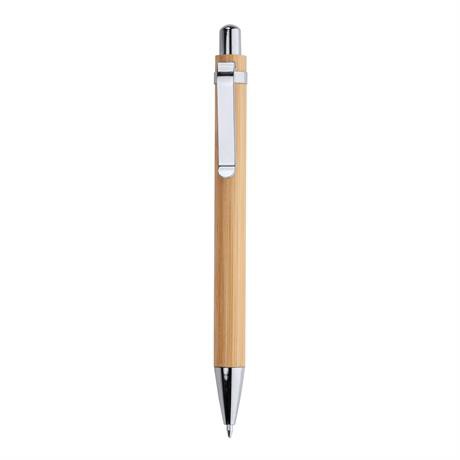 Personalised bamboo ballpoint pen and mechanical pencil set with metallic details