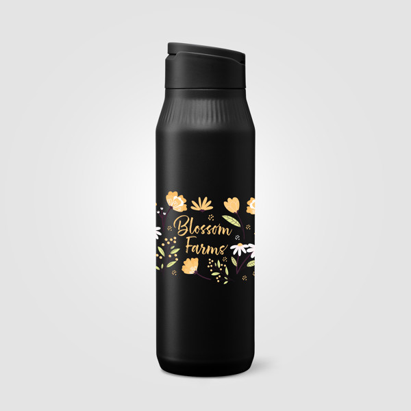 Majesty Stainless Steel Selfie Stand Bottle - 750  ml - Black / Silkscreen