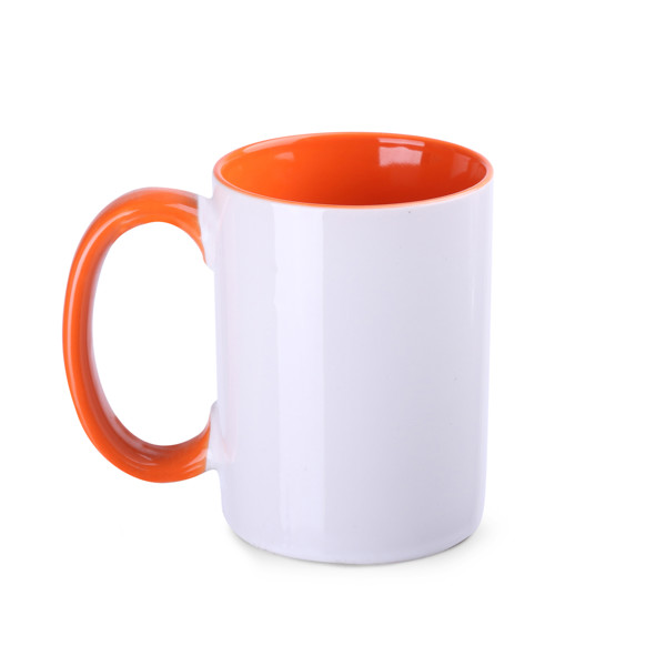 Evergreen ceramic mug, 350g, 103mm height - White / Orange