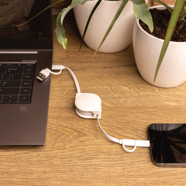 Xd Collection 6-v-1 kabel, recikliran ABS, TPE - Bela