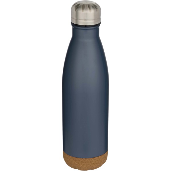 Bouteille d’eau Cove de 500 ml en acier inoxydable isolée sous vide et à double paroi avec détails en liège - Bleu hale
