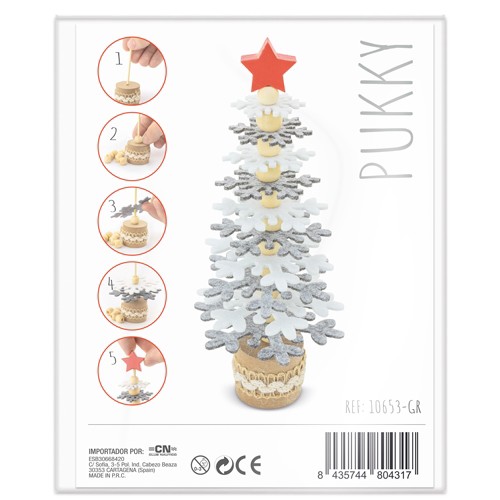 ARBOLITO DE NAVIDAD RPET Y MADERA RECICLADA "PUKKY" - Gris