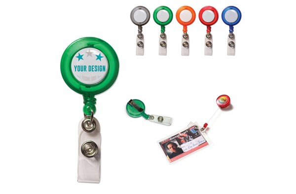 Card holder ABS, 500mm retractable cord - Transparent Green