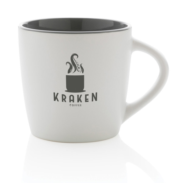 Ceramic mug with coloured inner 300ml - White / Grey